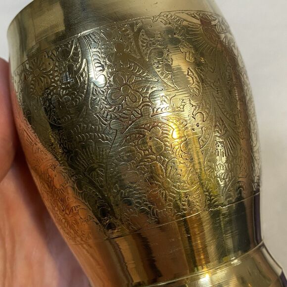 2 Indian Art Villa Decorative Brass Cups - Picture 4 of 14